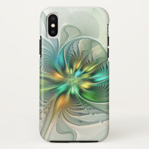 Funda Para iPhone X Fantasía moderna abstracta y colorida Flor Fractal
