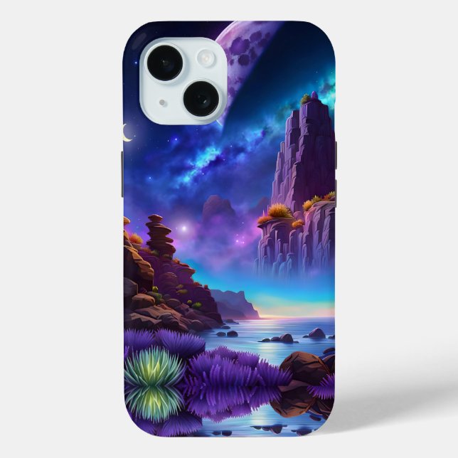 Funda De Case-Mate Para iPhone Fantasía paisajística de Lavender (Reverso )