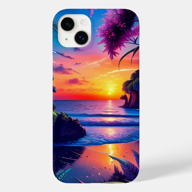 Funda De Case-Mate Para iPhone Fantasía Playa Tropical Dos (Reverso )