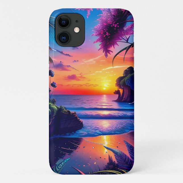 Funda De Case-Mate Para iPhone Fantasía Playa Tropical Dos (Reverso)