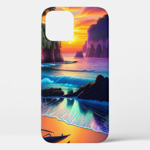 Funda Para iPhone 12 Fantasía Playa Tropical Tres
