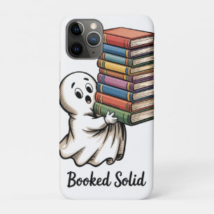 Funda Para iPhone 11 Pro Fantasma Adorable Sosteniendo una Alta Pila de Lib