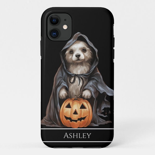 Funda De Case-Mate Para iPhone Fantasma de perro lindo de Halloween (Reverso)