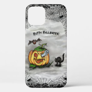 Funda Para iPhone 12 Pro Fantasma, Gato, Bat y Calabaza, ¡Feliz Halloween!