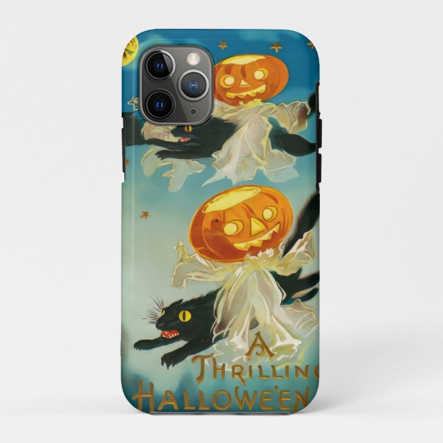 Funda De Case-Mate Para iPhone Fantasmas de calabaza de Halloween y gatos negros (Reverso)