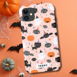 Funda Para iPhone 11 Fantasmas, gatos, murciélagos y calabazas