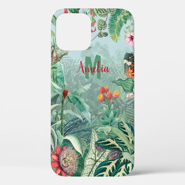 Funda De Case-Mate Para iPhone Fantástico Monograma tropical Fabuloso (Reverso )