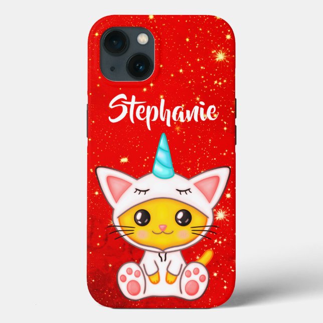 Funda De Case-Mate Para iPhone Fantasy Cute Kittycorn (Reverso )