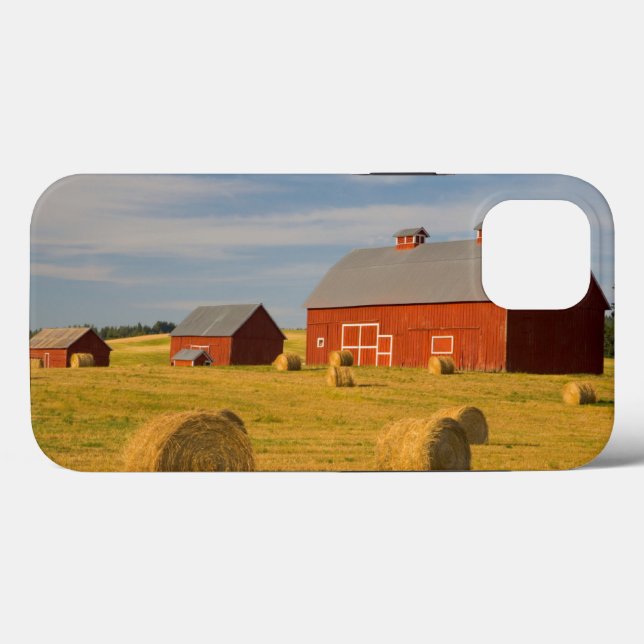 Funda De Case-Mate Para iPhone Farms | Red Barns Near Hay Bales (Reverso (Horizontal))