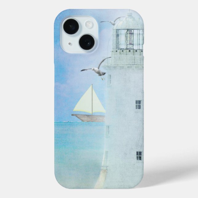 Funda De Case-Mate Para iPhone faro blanco con velero (Reverso )
