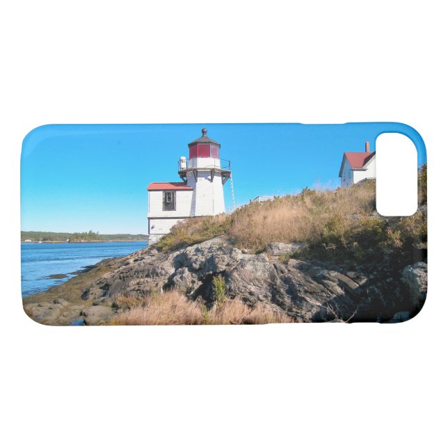 Funda De Case-Mate Para iPhone Faro de punta de ardilla, río Kennebec, Maine (Reverso (horizontal))