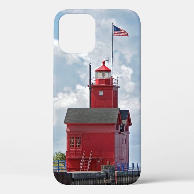 Funda De Case-Mate Para iPhone Faro "Gran Rojo" en Michigan (Reverso )
