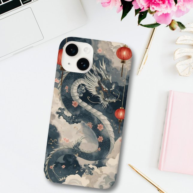 Funda De Case-Mate Para iPhone Faros de dragón chinos azules (Subido por el creador)