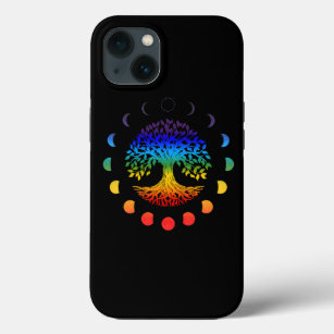 Funda Para iPhone 13 Fases del árbol de la luna de la vida Chakra color