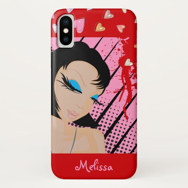 Funda De Case-Mate Para iPhone Fashionista y Hearts (Reverso)