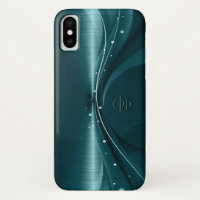 Faux azul-verde Metálico Moderno Ondas Dinámicas