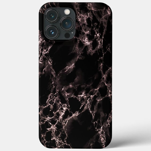 Funda De Case-Mate Para iPhone Faux Black Marble iPhone Estuche diseño moderno (Reverso )