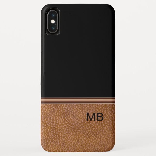 Funda De Case-Mate Para iPhone Faux Cuero Monograma Hombre (Reverso)