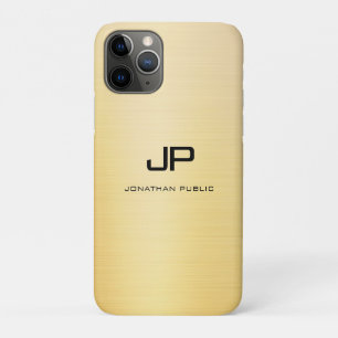 Funda Para iPhone 11 Pro Faux Gold Modern Monograma Nombre plantilla Glamou