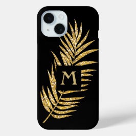Funda Para iPhone 15 Faux Gold Purpurina Palm Tropical