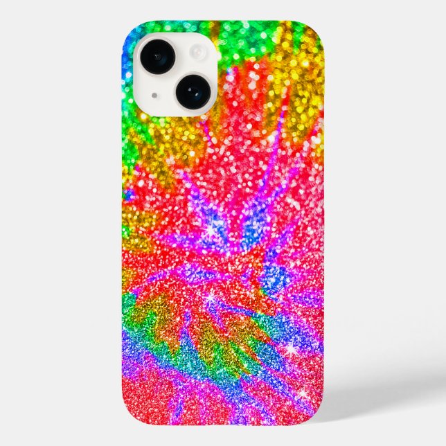 Funda De Case-Mate Para iPhone Faux Rainbow Tye Purpurina Swirl Pattern (Reverso )