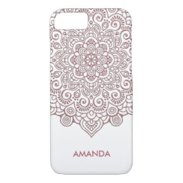Funda Para iPhone 8/7 Faux Rosa Gold Intricate Lace Mandala blanco