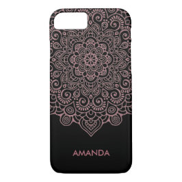 title_seo2 Faux Rosa Gold Intricate Lace Mandala negro