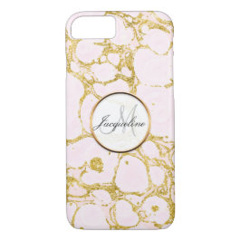 Funda Para iPhone 8/7 Faux Rosa Gold Marble Patrón de mármol Rubor Rosa