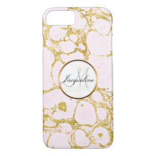 Funda Para iPhone 8/7 Faux Rosa Gold Marble Patrón de mármol Rubor Rosa