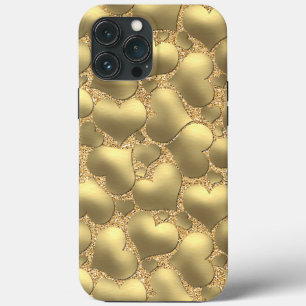 title_seo2 Faux Shiny Gold Purpurina Heart Art Pattern
