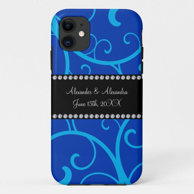 Funda De Case-Mate Para iPhone Favoritos de boda de los remolinos azules (Reverso)