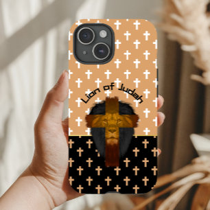 Funda Para iPhone 15 Fe Cruz León de Judá Beige Negro Blanco