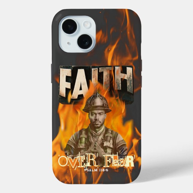 Funda De Case-Mate Para iPhone Fe por miedo, bombero, fe cristiana (Reverso )