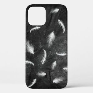 Funda Para iPhone 12 Feathers On Black Leather