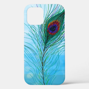 Funda Para iPhone 12 Pro Feathers Peacock dibujado a mano