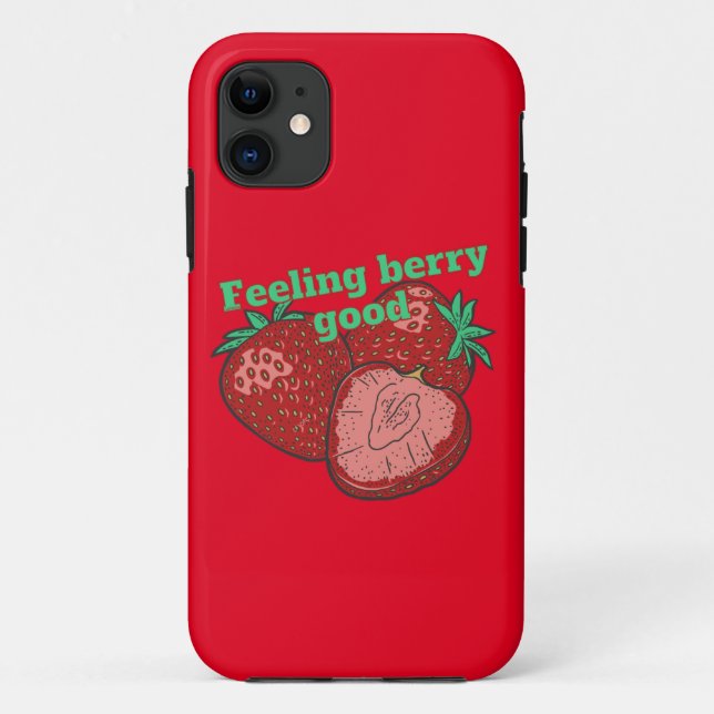 Funda De Case-Mate Para iPhone FEELING BERRY GOOD funny strawberry fruit          (Reverso)
