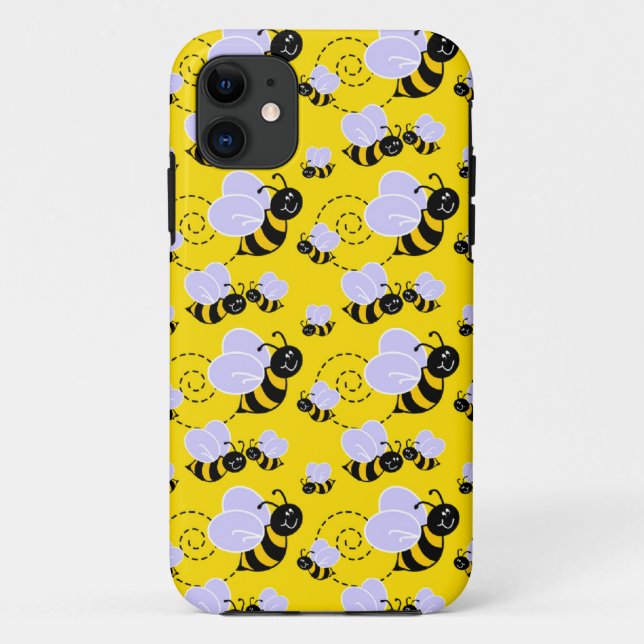 Funda De Case-Mate Para iPhone felices abejas zumbando lindas (Reverso)