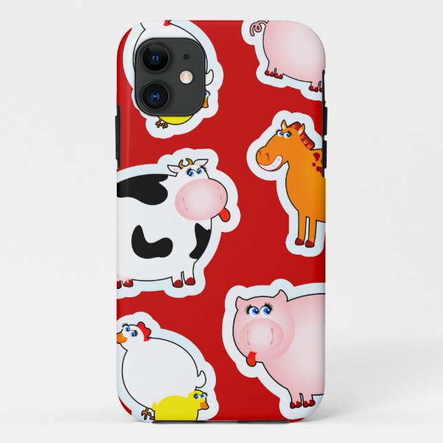 Funda De Case-Mate Para iPhone Felices antecedentes de granja, portada para iPhon (Reverso)