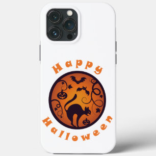 Funda Para iPhone 13 Pro Max Felices arañas y murciélagos de gatos negros en la