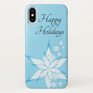 Funda Para iPhone X Felices fiestas con arte de copo de nieve