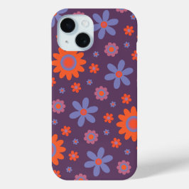 Funda Para iPhone 15 Felices Flores Retro con un patrón de margarita hi