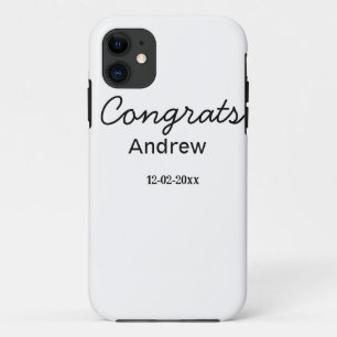 Funda Para iPhone 11 Felicidades mínimas simples agregar nombre fecha a