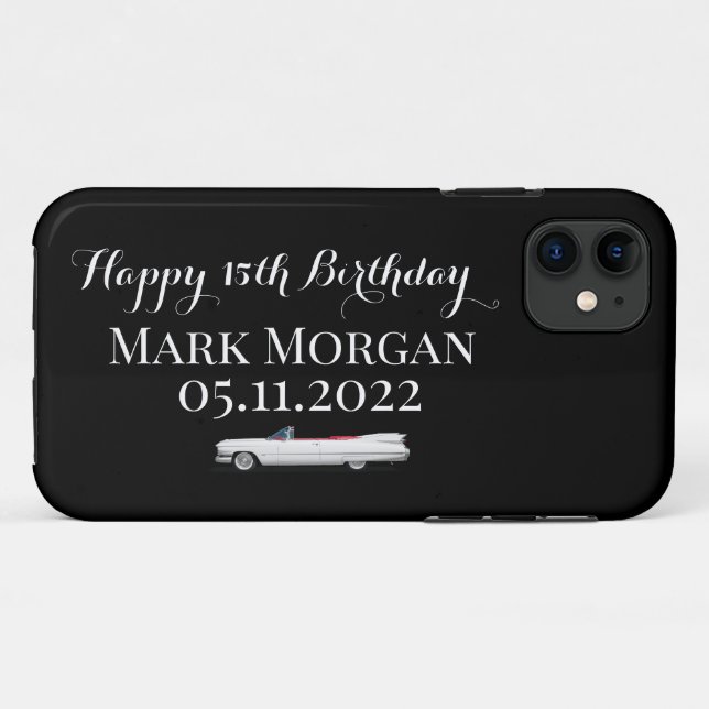 Funda De Case-Mate Para iPhone Feliz 15 cumpleaños fiesta de favor regalo chico n (Reverso (horizontal))