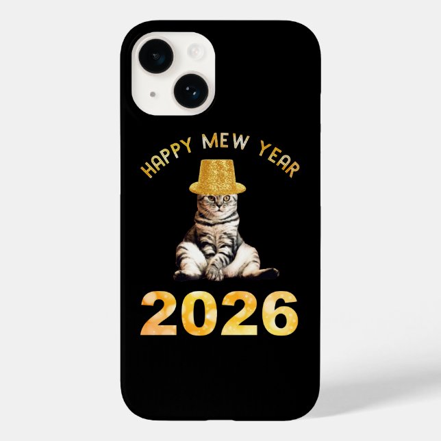 Funda De Case-Mate Para iPhone Feliz año Mew 2026 (Reverso )