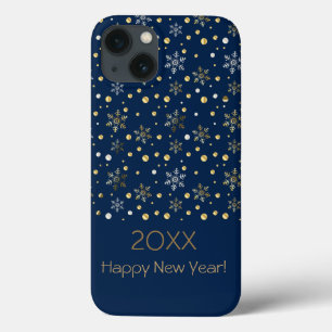 Funda Para iPhone 13 Feliz Año Nuevo 20XX y copos de nieve para Navidad