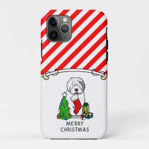 Funda Para iPhone 11 Pro Feliz Árbol de Navidad 2 viejo perro de oveja ingl
