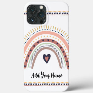 Funda Para iPhone 13 Pro Max Feliz Boho Arcoíris Moderno Minimalista Chic