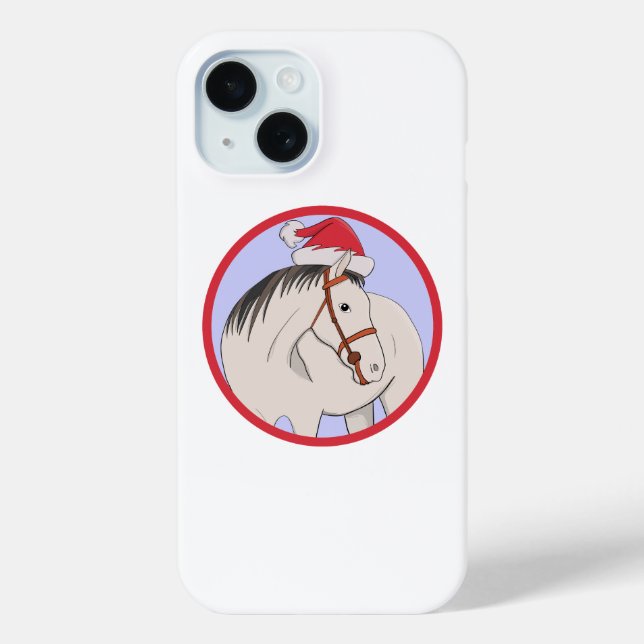 Funda De Case-Mate Para iPhone Feliz caballo navideño (Reverso )