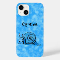 Feliz caracol azul cascarón ojos blancos en azul
