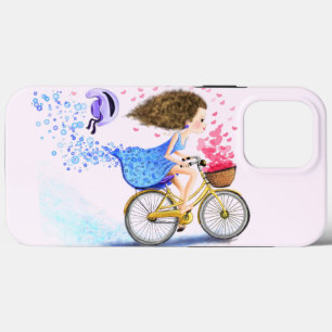 Funda Para iPhone 13 Pro Max Feliz Chica Joven En Bicicleta - Amor Romántico 
